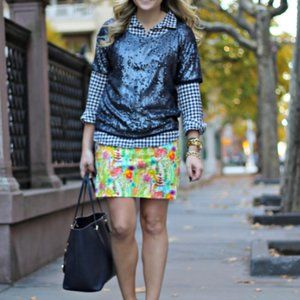 J. CREW Navy Sequined Blouse, XS